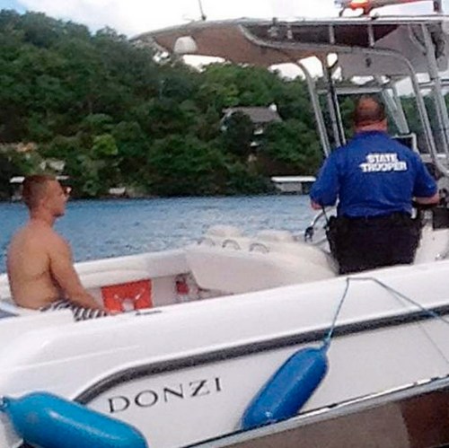 Brandon Ellingson in patrol boat